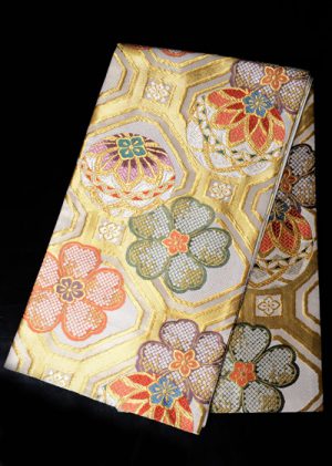 高級袋帯 西陣織・白・金地