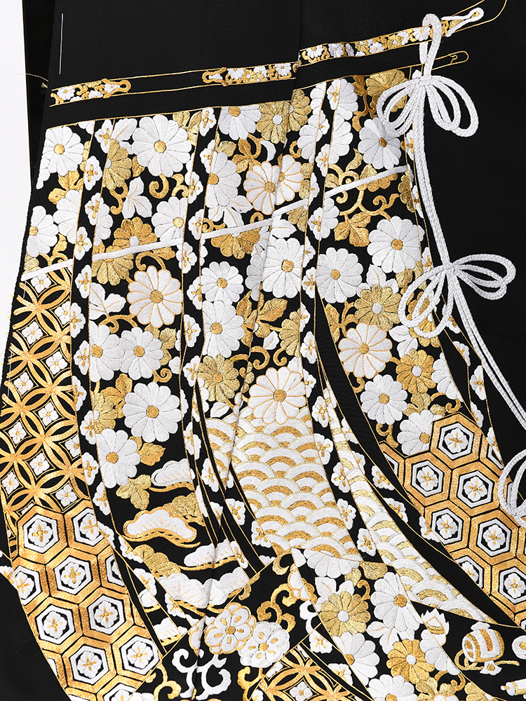 黒留袖　豪華総刺繍　暈し染め & 袋帯　 西陣特選&帯締め　三点セット 留袖レンタル 特選手刺繍 ts253 黒留袖 結婚式 母親 フルセット