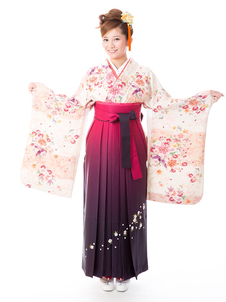二尺袖 着物 袴フルセット 百花斉放 ピンク 袴変更可 卒業式 NO32587 二尺袖 着物 袴フルセット 百花斉放 ピンク 袴変更可 卒業式 NO32587