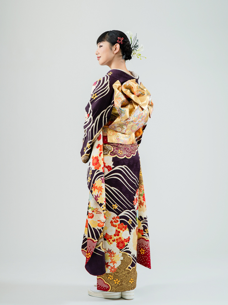 高級振袖レンタル】A-1 波・花 MLサイズ 紫｜KIMONO-PRO（キモノプロ
