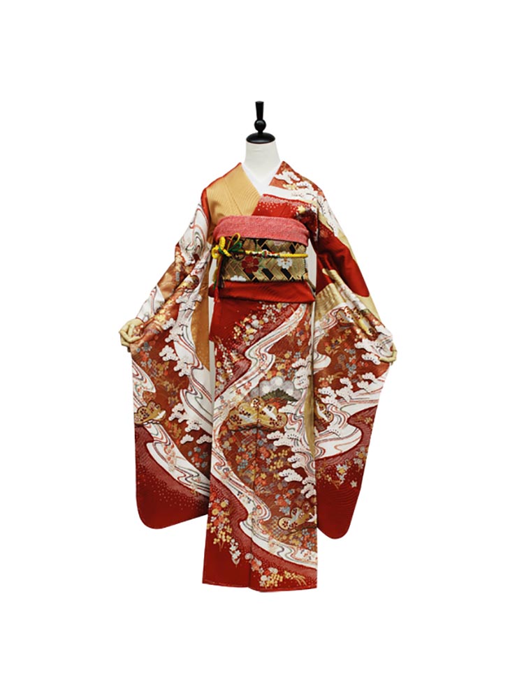 高級振袖レンタル】f-23 松 Mサイズ 赤｜KIMONO-PRO（キモノプロ）京都 