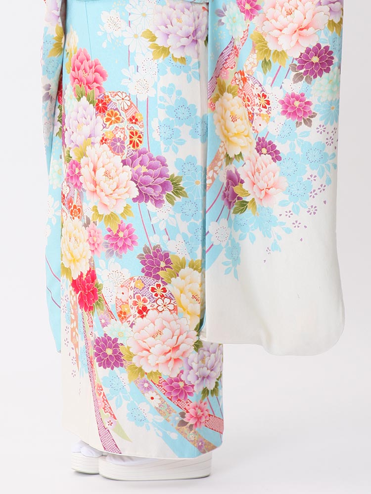 高級振袖レンタル】f-99 花・毬 LLサイズ 水色｜KIMONO-PRO