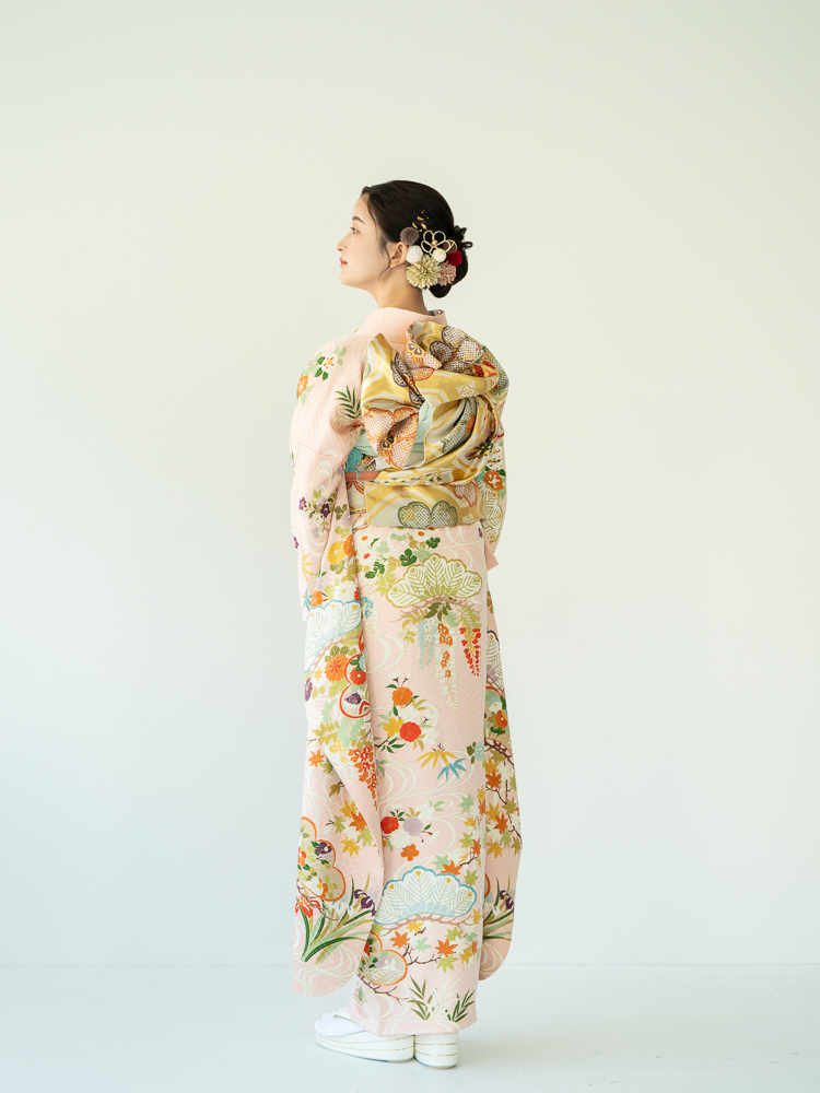 高級振袖レンタル】K-17 観世水・松 MLサイズ ピンク｜KIMONO-PRO