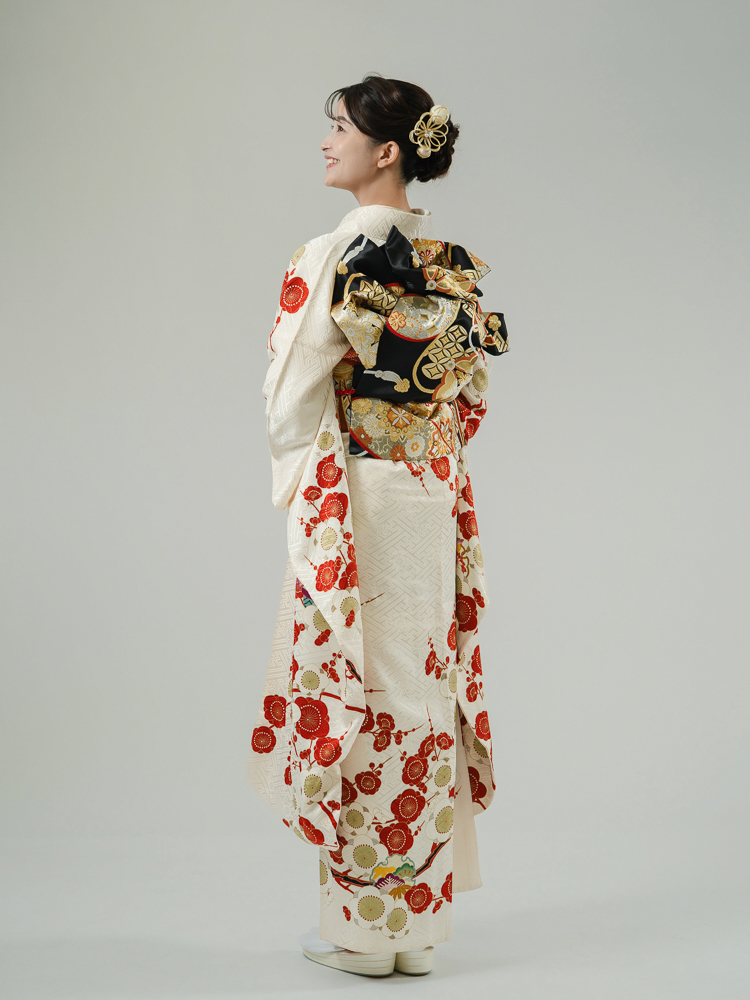 高級振袖レンタル】K-18 梅 MLサイズ 白｜KIMONO-PRO（キモノプロ