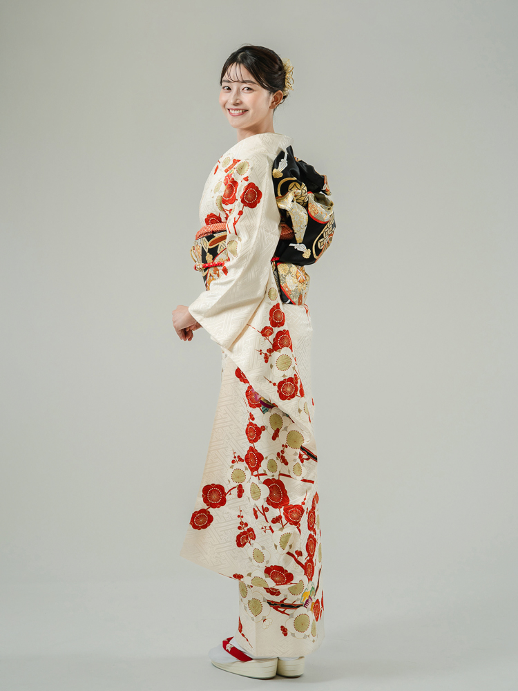 高級振袖レンタル】K-18 梅 MLサイズ 白｜KIMONO-PRO（キモノプロ