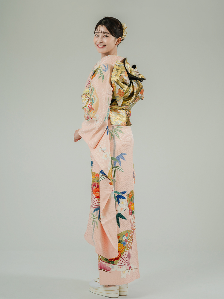 高級振袖レンタル】K-19 扇・松竹梅 MLサイズ ピンク｜KIMONO-PRO