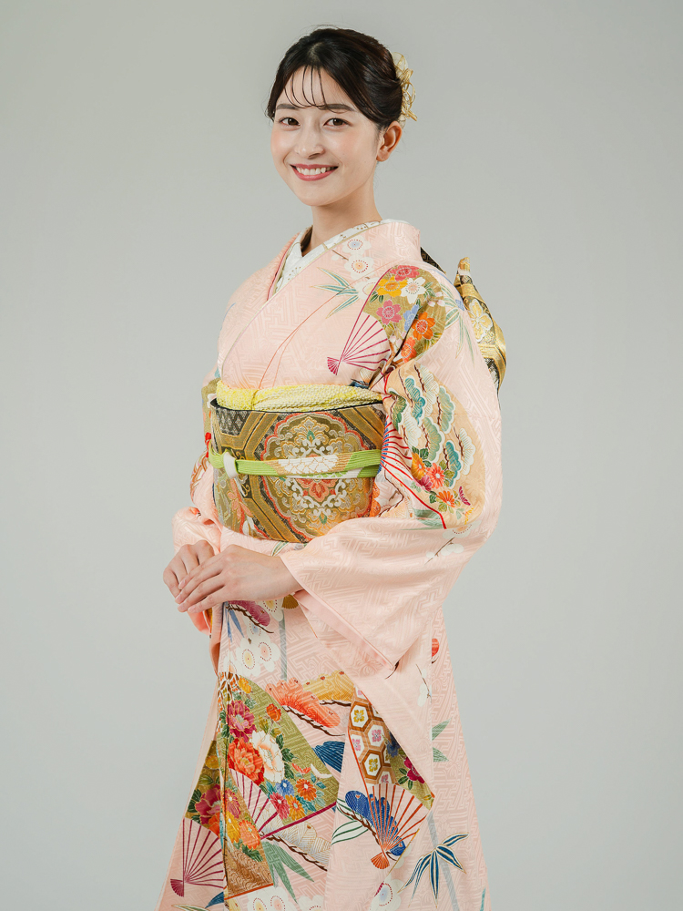 高級振袖レンタル】K-19 扇・松竹梅 MLサイズ ピンク｜KIMONO-PRO