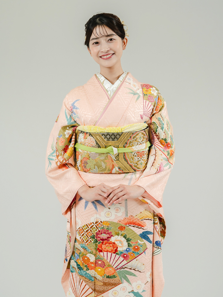 高級振袖レンタル】K-19 扇・松竹梅 MLサイズ ピンク｜KIMONO-PRO