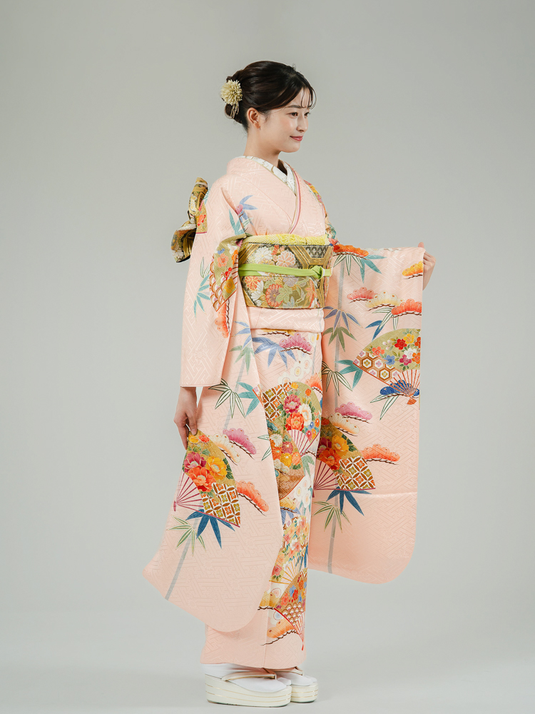 高級振袖レンタル】K-19 扇・松竹梅 MLサイズ ピンク｜KIMONO-PRO
