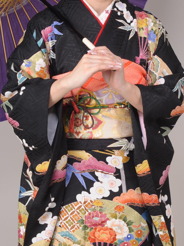 ■超美品■吉祥檜扇松竹梅■正絹振袖フルセット■成人式■振袖一式 soubien_fuset143m-12046