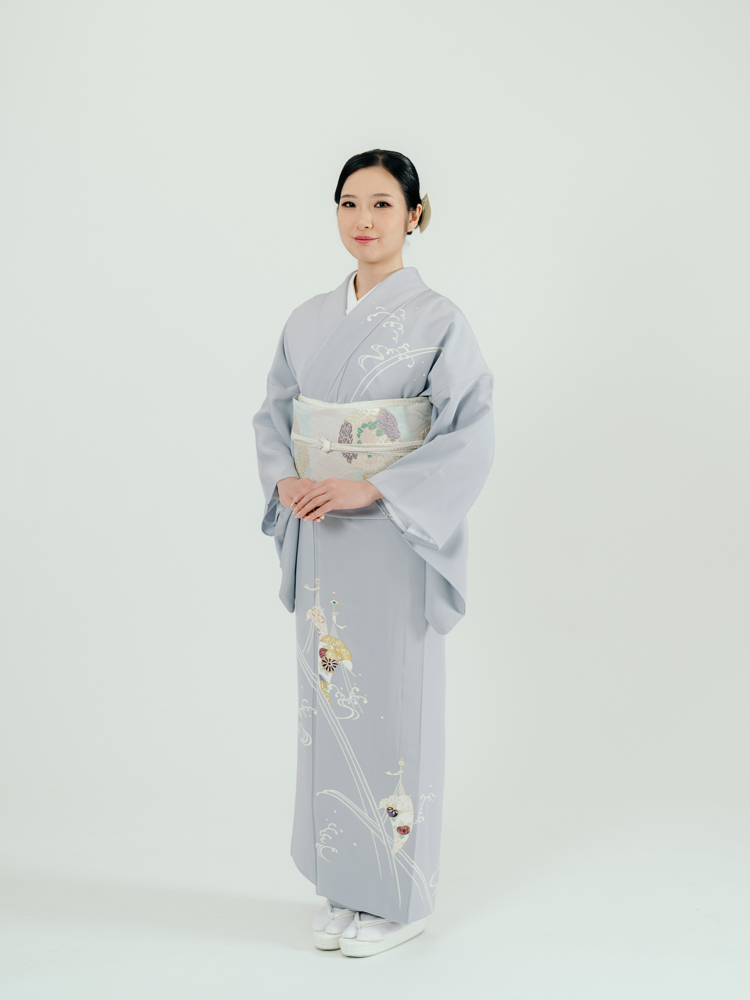 高級訪問着レンタル】e-26 紫の単衣 MLサイズ 網干文｜KIMONO-PRO