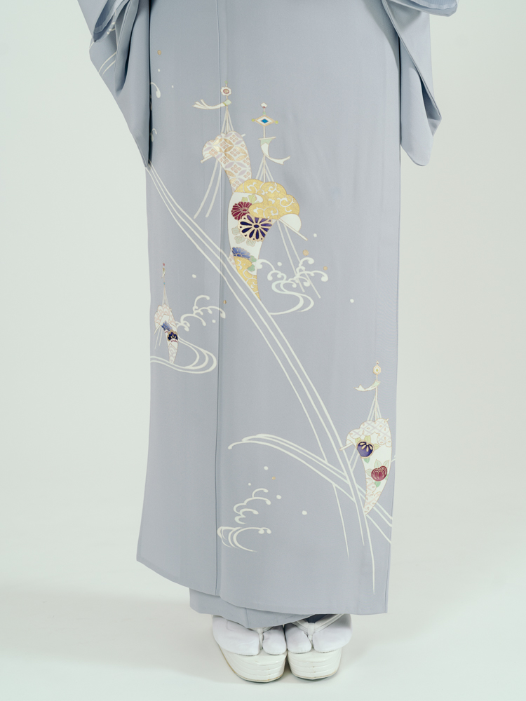 高級訪問着レンタル】e-26 紫の単衣 MLサイズ 網干文｜KIMONO-PRO