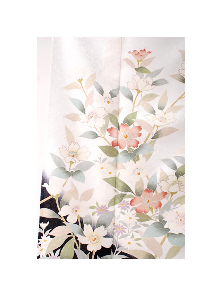 【単衣】正絹　上質な訪問着　花柄 単衣】手描き友禅 訪問着 椿 花柄 正絹 黄緑 水色 1190 | kimono