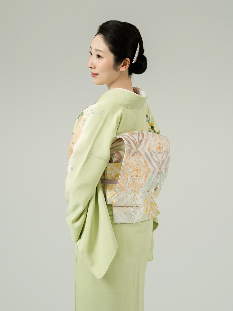 高級訪問着レンタル】h-430 黄緑 四季の花 MLサイズ 四季の花｜KIMONO