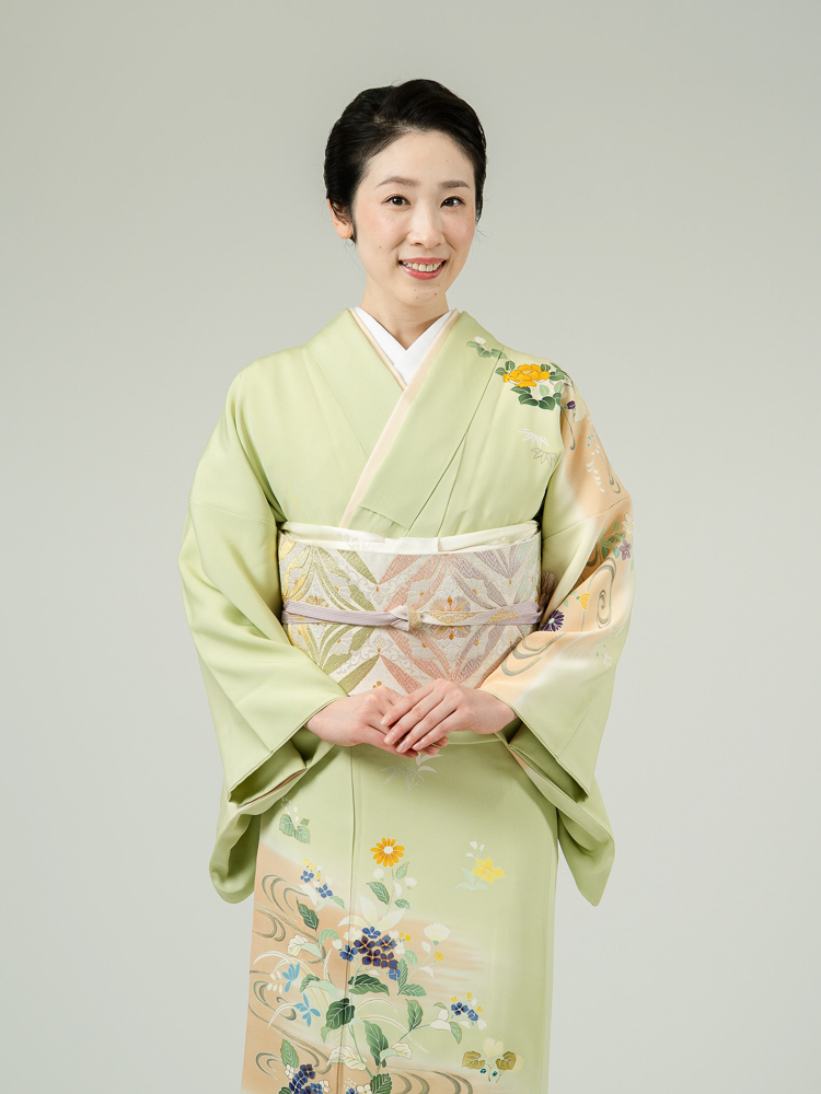 高級訪問着レンタル】h-430 黄緑 四季の花 MLサイズ 四季の花｜KIMONO