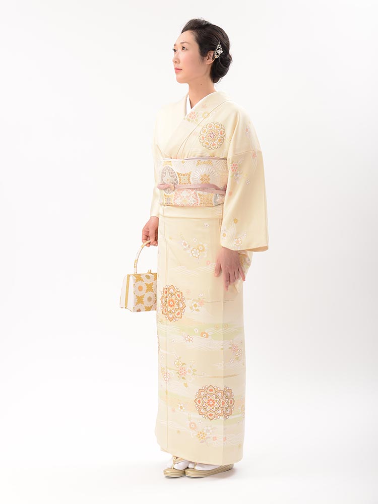 1455高身長ゴールド訪問着 袷単品 持ち替える 