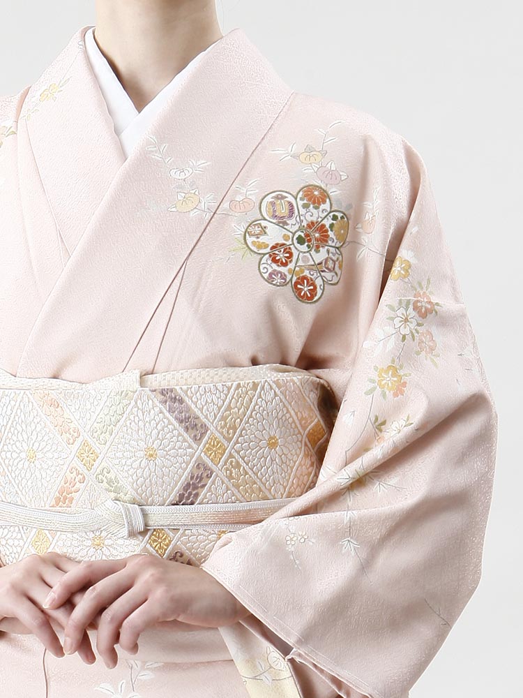 久保耕の高級訪問着レンタル】h-51 ピンク系 梅・宝尽くし MLサイズ