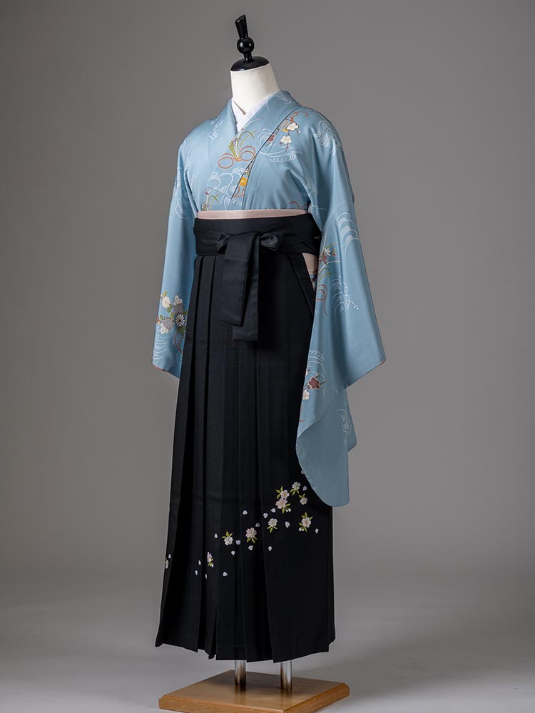 袴単品レンタル】 黒刺繍 SS 144cm対応 品番：hakama-025