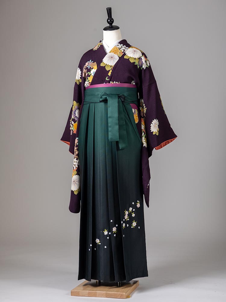 卒業式 ぼかし刺繍入り袴単品と帯　緑色hakama-002gn KIMONOMACHI 卒業式 袴 大学生 小学校 小学生 先生 教員 レディース
