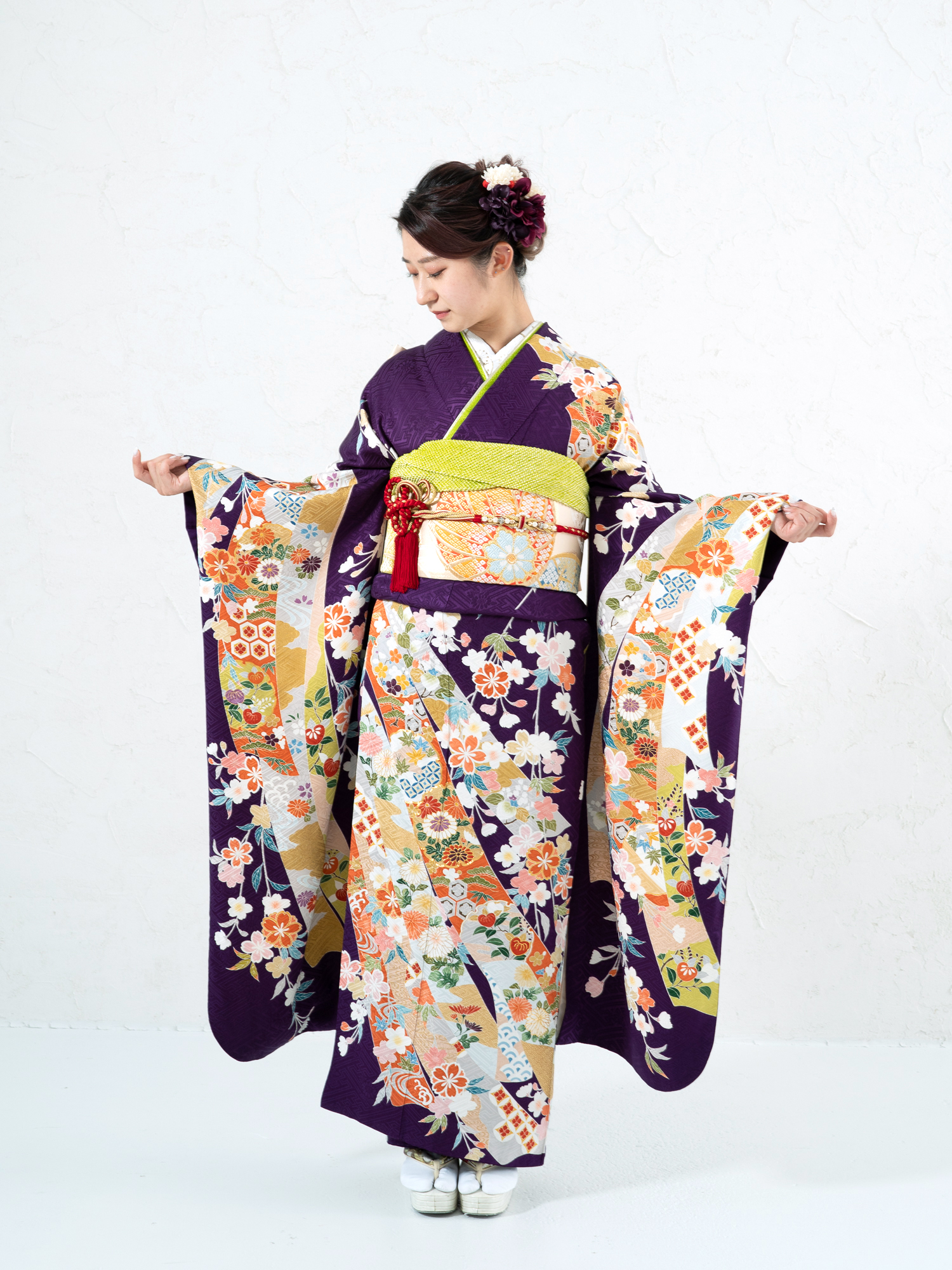 桜の花柄振袖 紫のグラデーション⑯ 桜の振袖一覧 | kimono hearts | 成人