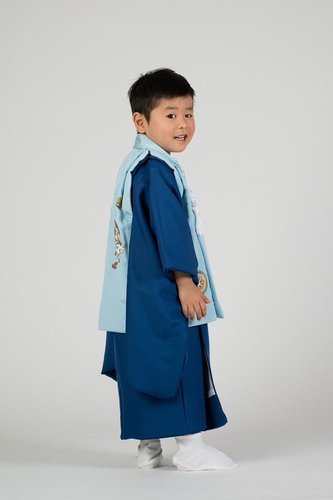 高級七五三・白の正絹被布のみレンタル】品番KD-1002 男の子3才用フル