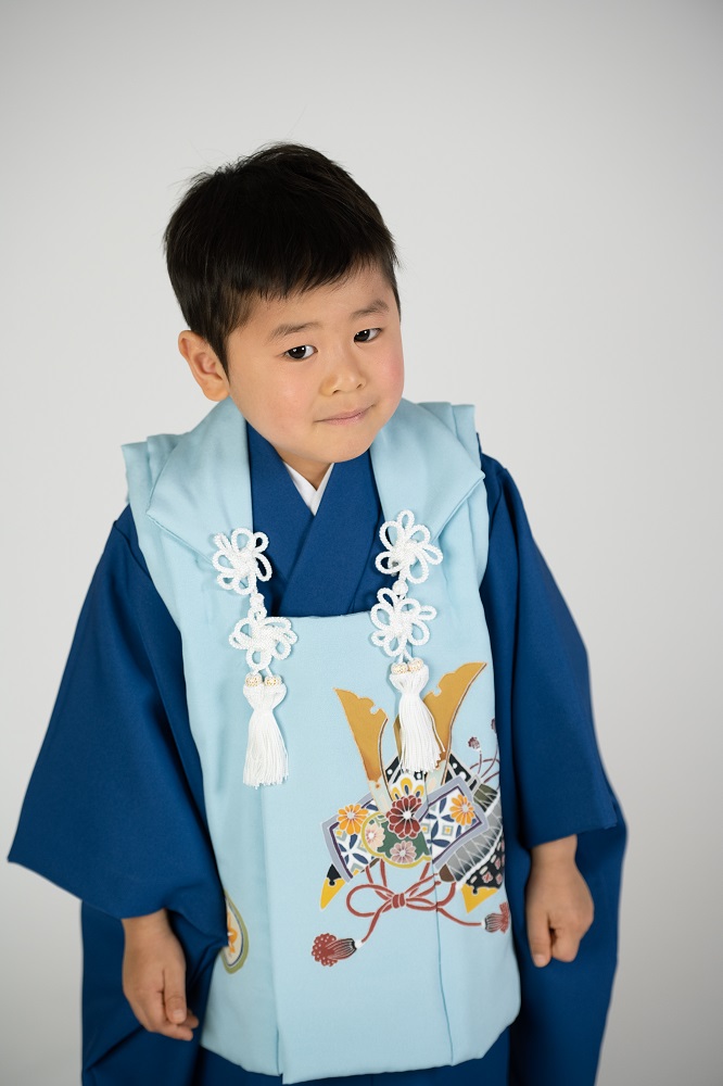 高級七五三・白の正絹被布のみレンタル】品番KD-1002 男の子3才