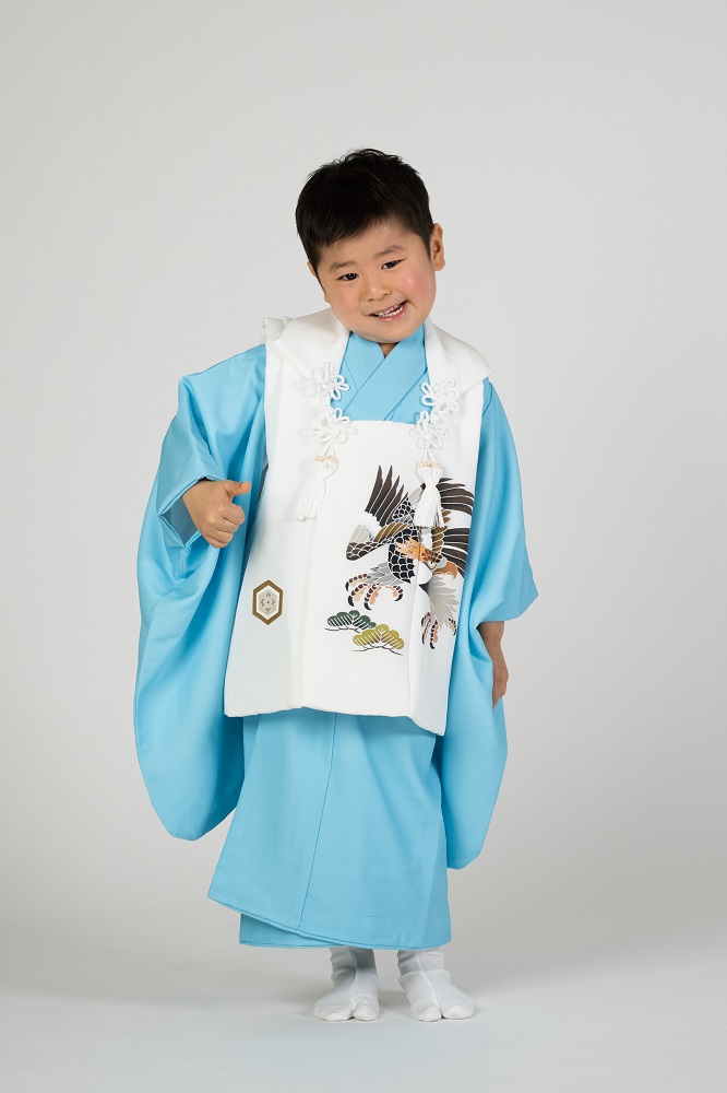 高級七五三・白の正絹被布のみレンタル】品番KD-1002 男の子3才