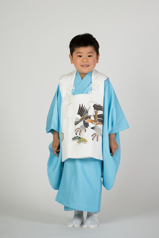 高級七五三・白の正絹被布のみレンタル】品番KD-1002 男の子3才