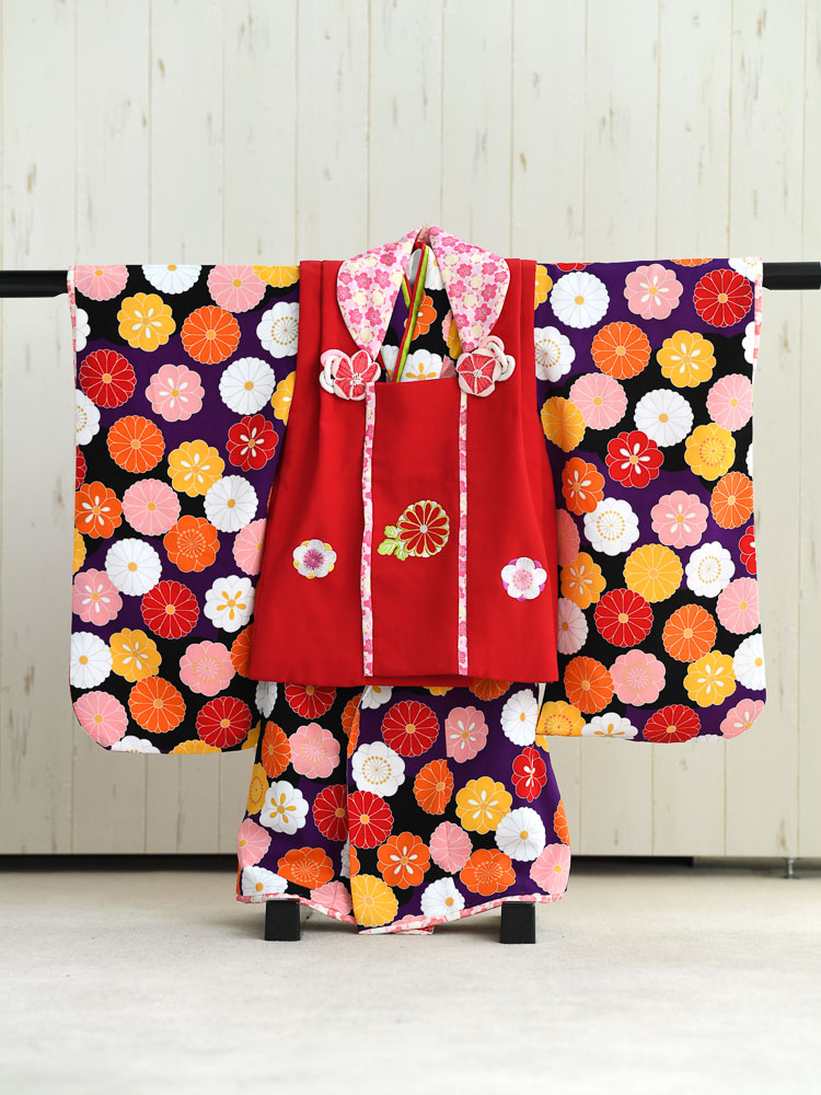 七五三 3歳着物 被布セット 化繊 式部浪漫 七五三の着物レンタル】 3