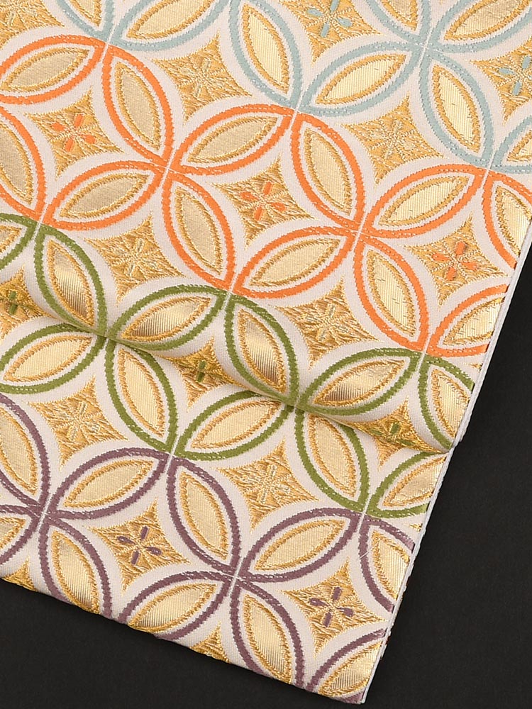 くるり 七宝柄レース帯 ＆ キモノモダン 平織木綿帯締 セット くるり 七宝柄レース帯 ＆ キモノモダン 平織木綿帯締 セット くるり