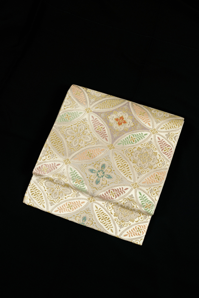 新品・未使用/袋帯 着物 桂由美・上品で煌びやかな帯 七五三(7歳袋帯)Y478【高級正絹】桂由美 紫地 金彩 波に花